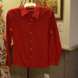 Additions by Chico's Cherry Red Oxford Shirt